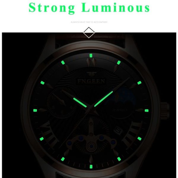 FNGEEN 5606 Men Luminous Casual Quartz Watch (White Steel White Shell Black Surface) - Image 8