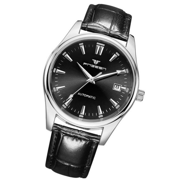 FNGEEN 2111 Men Simple Luminous Calendar Quartz Watch (Black Leather White Shell Black Surface) - Image 2
