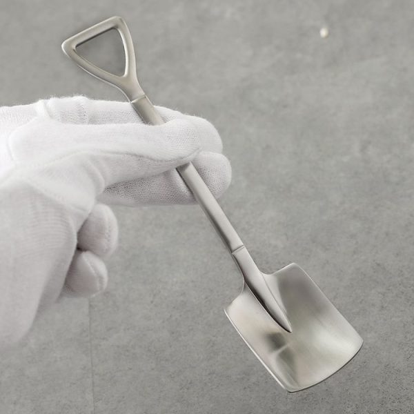 410 Stainless Steel Shovel Spoon Retro Cute Square Head Spoon - Image 4