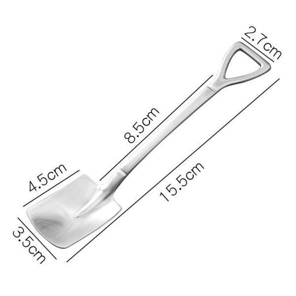 410 Stainless Steel Shovel Spoon Retro Cute Square Head Spoon - Image 6