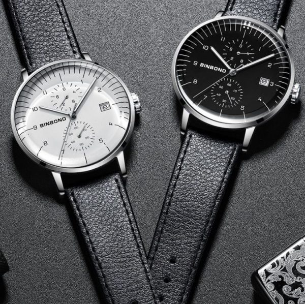 BINBOND B5029 Men 3D Curved Screen Stylish Multifunctional Quartz Watch (White Mash White Shell Black Surface) - Image 5