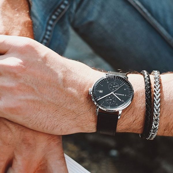BINBOND B5029 Men 3D Curved Screen Stylish Multifunctional Quartz Watch (White Mash White Shell Black Surface) - Image 6