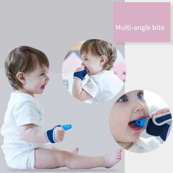 ZT001 Baby Silicone Molar Finger Cots Children Anti-Bite Hand Breathable Thumb Cots Teether Maternal And Baby Products (Blue Transparent) - Image 5
