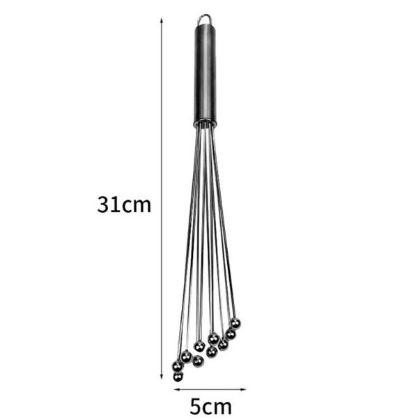 Manual Whisk Stainless Steel Glass Bead Egg Whisk Kitchen Household Hand-Held Baking Tools Type A 12 Inch - Image 2