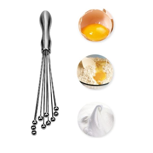 Manual Whisk Stainless Steel Glass Bead Egg Whisk Kitchen Household Hand-Held Baking Tools Type B 10 Inch