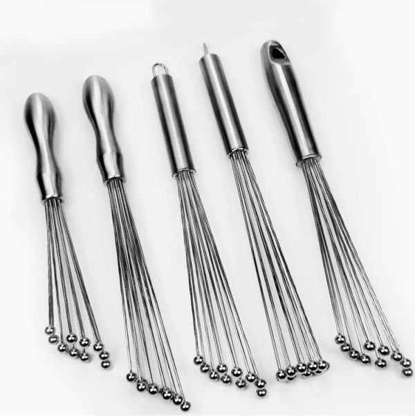 Manual Whisk Stainless Steel Glass Bead Egg Whisk Kitchen Household Hand-Held Baking Tools Type B 10 Inch - Image 3