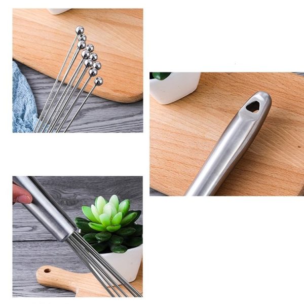 Manual Whisk Stainless Steel Glass Bead Egg Whisk Kitchen Household Hand-Held Baking Tools Type B 10 Inch - Image 4