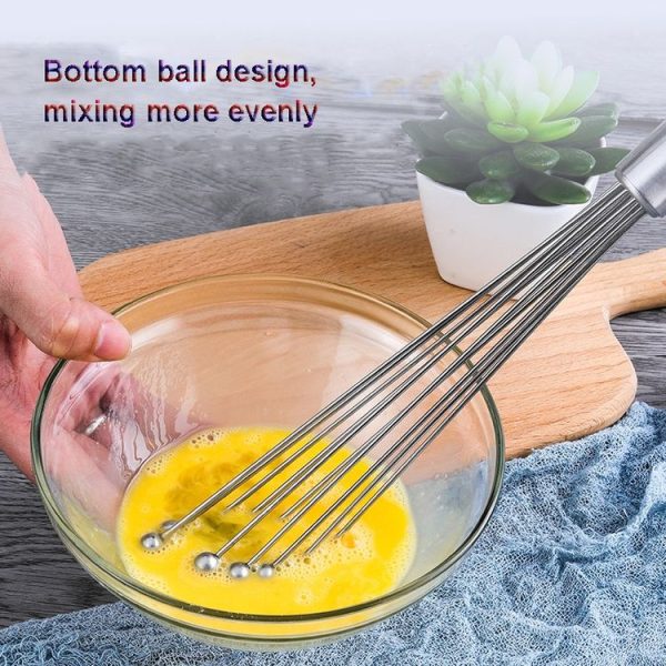 Manual Whisk Stainless Steel Glass Bead Egg Whisk Kitchen Household Hand-Held Baking Tools Type B 10 Inch - Image 8