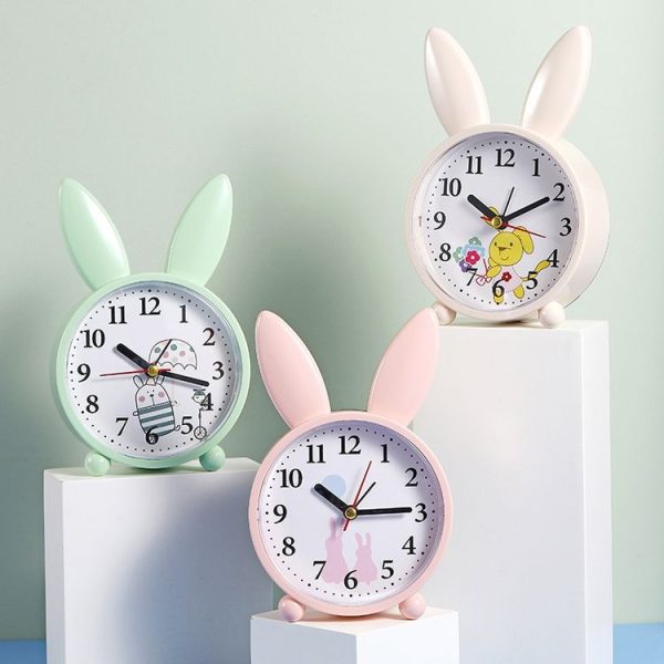Simple Cartoon Rabbit Alarm Clock Ornaments Bedroom Decoration Bedside Mute Sweeping Small Alarm Clock, Color And Style Random Deilvery - Image 2