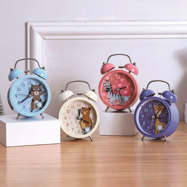 Cartoon Alarm Clock Ringing At The Bedside Of Students Metal Alarm Clock With Night Light, Color Random Deilvery - Image 2