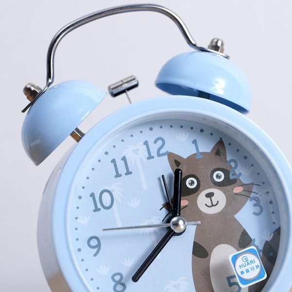 Cartoon Alarm Clock Ringing At The Bedside Of Students Metal Alarm Clock With Night Light, Color Random Deilvery - Image 3