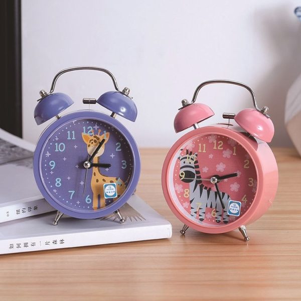 Cartoon Alarm Clock Ringing At The Bedside Of Students Metal Alarm Clock With Night Light, Color Random Deilvery - Image 5