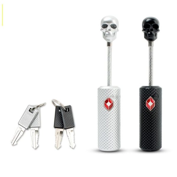Customs Lock Wire Rope Padlock Skull Customs Code Lock (Black) - Image 2