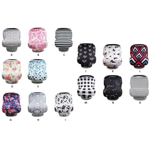 Multifunctional Enlarged Stroller Windshield Breastfeeding Towel Baby Seat Cover (Purple Flowers) - Image 2