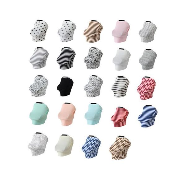 Multifunctional Cotton Nursing Towel Safety Seat Cushion Stroller Cover (Brown and White Stripes) - Image 2