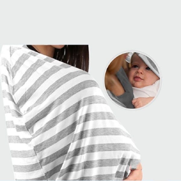 Multifunctional Cotton Nursing Towel Safety Seat Cushion Stroller Cover (Brown and White Stripes) - Image 4