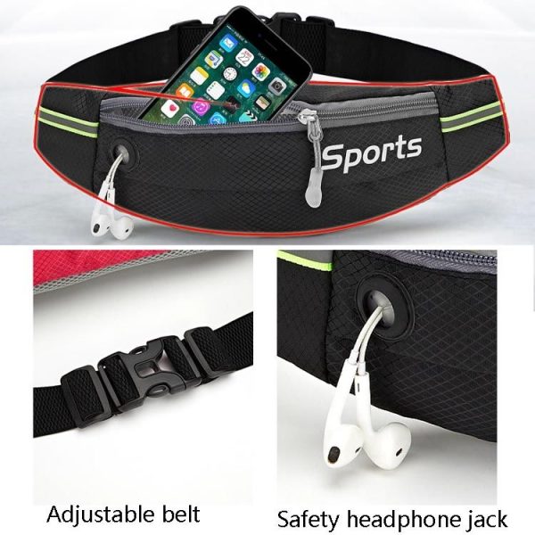 Sports Waist Bag Running Equipment Lightweight Large-Capacity Water-Repellent Breathable Outdoor Bag, Size: 7 inch (Black) - Image 6