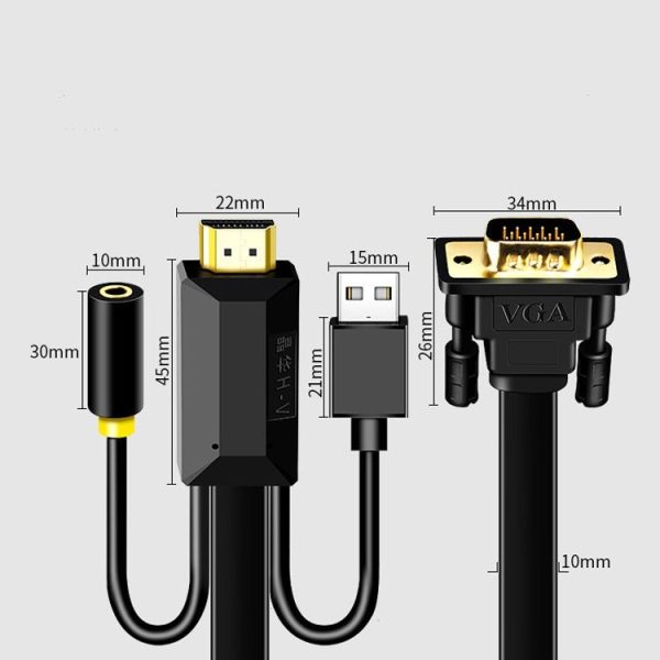 2m JH HV10 1080P HDMI to VGA Cable Projector TV Box Computer Notebook Industrial Display Adapter Cable - Image 3
