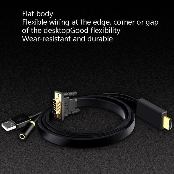 2m JH HV10 1080P HDMI to VGA Cable Projector TV Box Computer Notebook Industrial Display Adapter Cable - Image 8