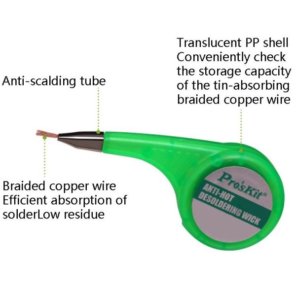 ProsKit Anti-Scalding Tin Suction Wire Tin Suction Tape DP-033A 2mx1.5mm - Image 4