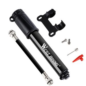 West Biking Bicycle High Pressure Pump Mini Portable Basketball Inflator With Hose (Black)