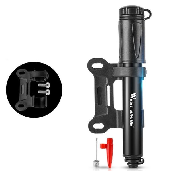 West Biking Bicycle High Pressure Pump Mini Portable Basketball Inflator With Hose (Black) - Image 2