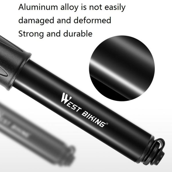 West Biking Bicycle High Pressure Pump Mini Portable Basketball Inflator With Hose (Black) - Image 3