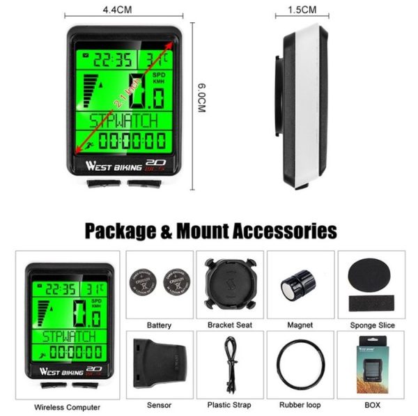 WEST BIKING Mountain Bike Wireless Code Meter Large-Screen Multifunctional Waterproof Speedometer - Image 6