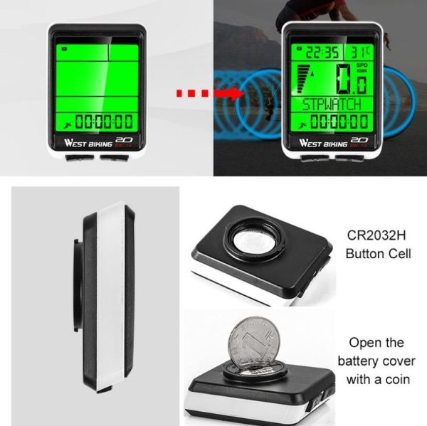 WEST BIKING Mountain Bike Wireless Code Meter Large-Screen Multifunctional Waterproof Speedometer - Image 9