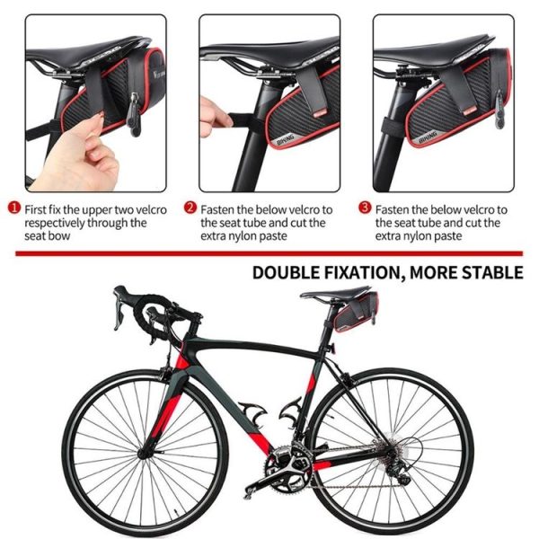 WEST BIKING Bicycle Waterproof Tail Bag Mountain Bike Riding Equipment Saddle Bag Small (Black Gray) - Image 5