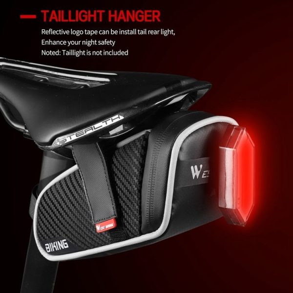 WEST BIKING Bicycle Waterproof Tail Bag Mountain Bike Riding Equipment Saddle Bag Small (Black Gray) - Image 8
