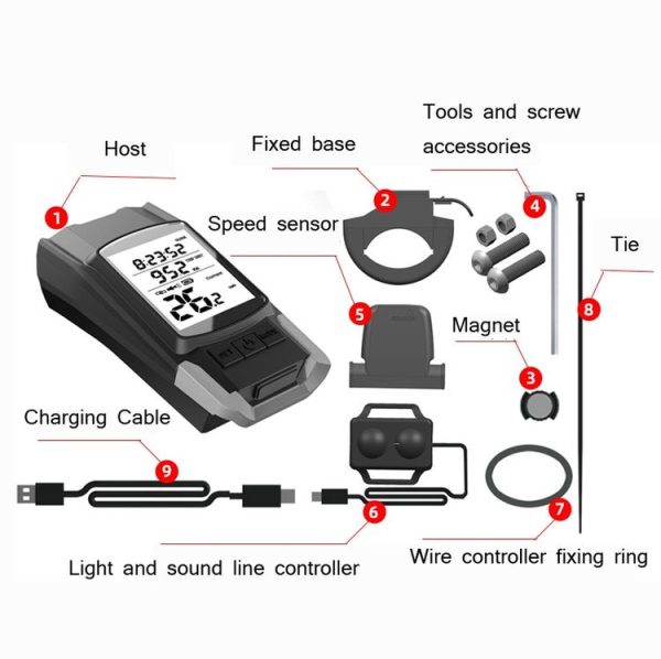 WEST BIKING 3 In 1 Wireless Bicycle Speedometer With Horn & Front Light Upgraded Version (Red) - Image 11