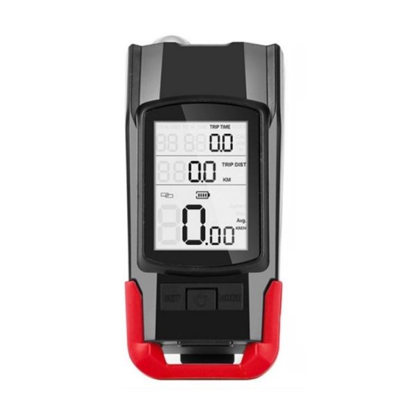 WEST BIKING 3 In 1 Wireless Bicycle Speedometer With Horn & Front Light Upgraded Version (Red) - Image 2