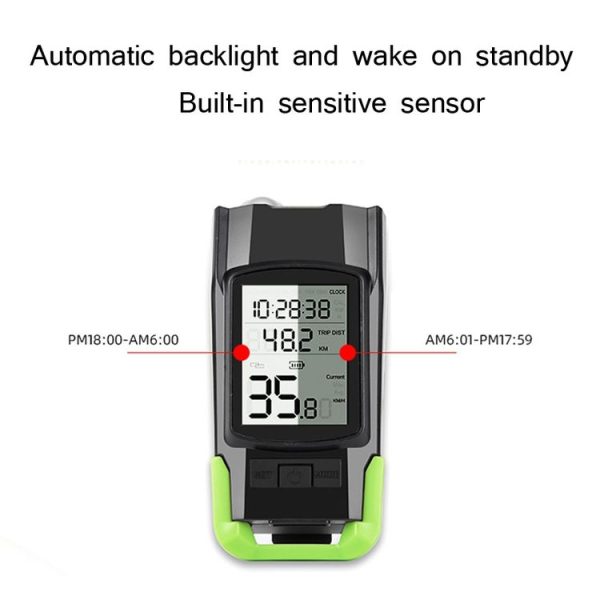 WEST BIKING 3 In 1 Wireless Bicycle Speedometer With Horn & Front Light Upgraded Version (Red) - Image 3