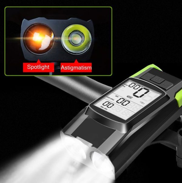 WEST BIKING 3 In 1 Wireless Bicycle Speedometer With Horn & Front Light Upgraded Version (Red) - Image 5