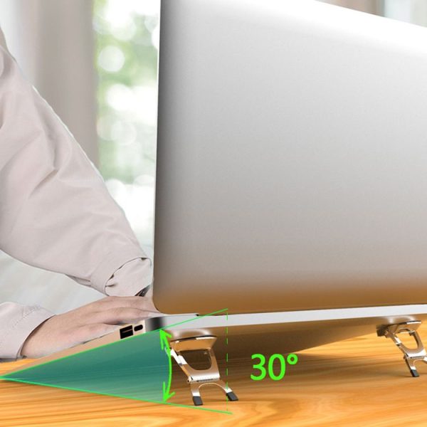 XSZJ-01 2 PCS Mini Notebook Holder Portable Foldable Metal Heat Dissipation Computer Stand (Silver) - Image 12