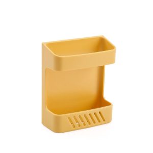 Wall-Mounted Remote Control Storage Box Household Multi-Function Rack (Yellow)