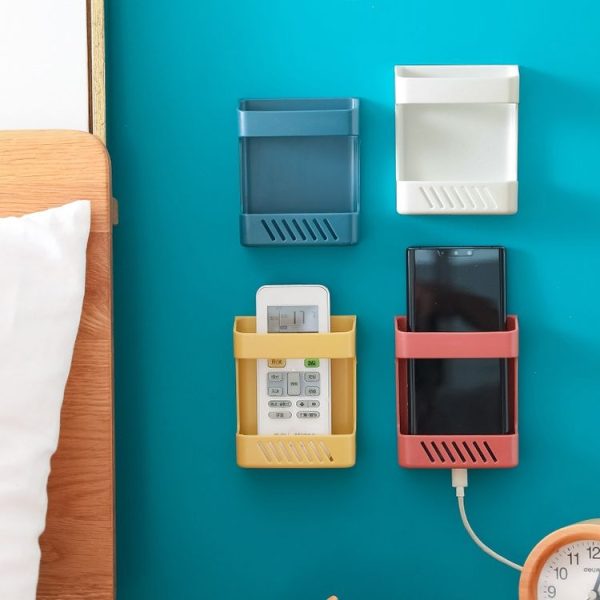Wall-Mounted Remote Control Storage Box Household Multi-Function Rack (Yellow) - Image 2