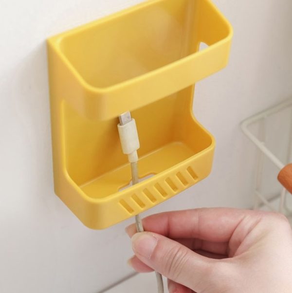 Wall-Mounted Remote Control Storage Box Household Multi-Function Rack (Yellow) - Image 4