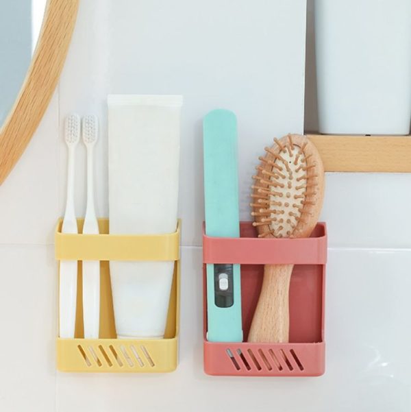 Wall-Mounted Remote Control Storage Box Household Multi-Function Rack (Yellow) - Image 7