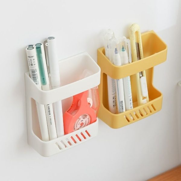 Wall-Mounted Remote Control Storage Box Household Multi-Function Rack (Yellow) - Image 8