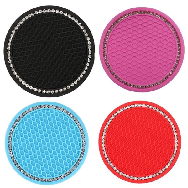 Car Universal Diamond Honeycomb Water Coaster Car Anti-Slip Mat (Black White Diamond) - Image 2