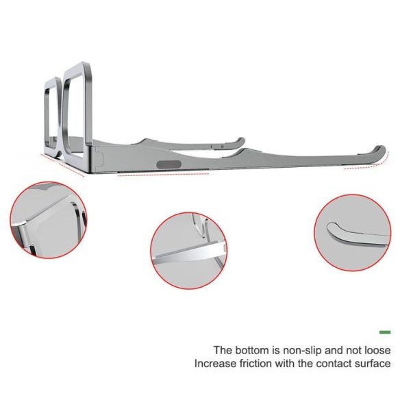 Glasses Folding Aluminum Alloy Heat Dissipation Base Desktop Portable Computer Stand (Space Gray) - Image 3