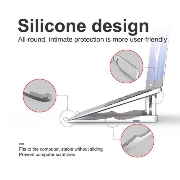 Glasses Folding Aluminum Alloy Heat Dissipation Base Desktop Portable Computer Stand (Space Gray) - Image 4