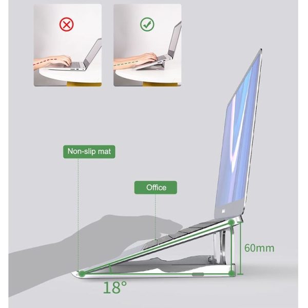 Glasses Folding Aluminum Alloy Heat Dissipation Base Desktop Portable Computer Stand (Space Gray) - Image 6