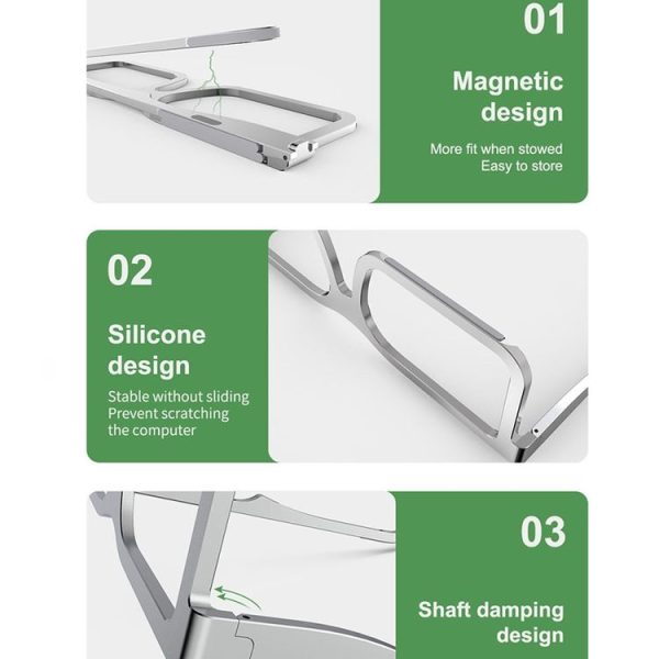 Glasses Folding Aluminum Alloy Heat Dissipation Base Desktop Portable Computer Stand (Space Gray) - Image 7