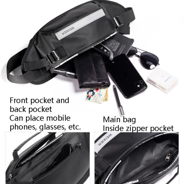 WEIXIER 9543 Multifunctional Large-Capacity Anti-Splashing Business Cash Bag Wear-Resistant Outdoor Sports Waist Bag (Black) - Image 6