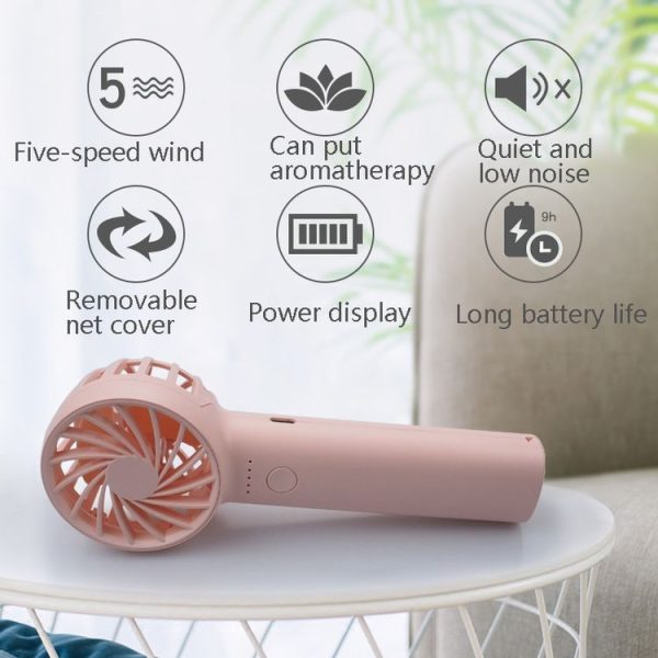 M2 Hand-Held Aromatherapy Fan 5 Gear High Wind Power (Black) - Image 4