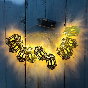 1.65m 10 LEDs Eid Al-Fitr Festival Iron Art String Lights Ramadan LED Decoration Pendant (Warm White Light)