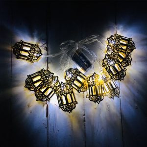 3m 20 LEDs Eid Al-Fitr Festival Iron Art String Lights Ramadan LED Decoration Pendant (White Light)